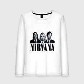 Женский лонгслив хлопок с принтом Nirvana (2) в Санкт-Петербурге, 100% хлопок |  | cobain | nirvana | rock | smells like teen spirit | кобейн | нирвана | рок