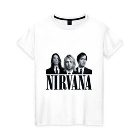 Женская футболка хлопок с принтом Nirvana (2) в Санкт-Петербурге, 100% хлопок | прямой крой, круглый вырез горловины, длина до линии бедер, слегка спущенное плечо | Тематика изображения на принте: cobain | nirvana | rock | smells like teen spirit | кобейн | нирвана | рок