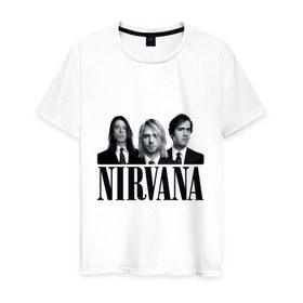 Мужская футболка хлопок с принтом Nirvana (2) в Санкт-Петербурге, 100% хлопок | прямой крой, круглый вырез горловины, длина до линии бедер, слегка спущенное плечо. | Тематика изображения на принте: cobain | nirvana | rock | smells like teen spirit | кобейн | нирвана | рок