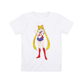 Детская футболка хлопок с принтом Sailor Moon в Санкт-Петербурге, 100% хлопок | круглый вырез горловины, полуприлегающий силуэт, длина до линии бедер | аниме
