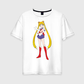 Женская футболка хлопок Oversize с принтом Sailor Moon в Санкт-Петербурге, 100% хлопок | свободный крой, круглый ворот, спущенный рукав, длина до линии бедер
 | аниме