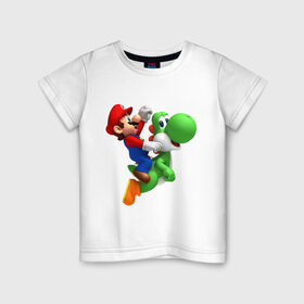 Детская футболка хлопок с принтом Mario в Санкт-Петербурге, 100% хлопок | круглый вырез горловины, полуприлегающий силуэт, длина до линии бедер | mario | nintendo | videogames | аркада | видеоигры | нинтендо | приставки