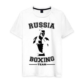 Мужская футболка хлопок с принтом Бокс в Санкт-Петербурге, 100% хлопок | прямой крой, круглый вырез горловины, длина до линии бедер, слегка спущенное плечо. | кикбоксинг