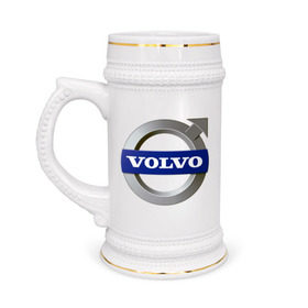 Кружка пивная с принтом Volvo в Санкт-Петербурге,  керамика (Материал выдерживает высокую температуру, стоит избегать резкого перепада температур) |  объем 630 мл | volvo | авто | бренд | вольво | логотип | машина