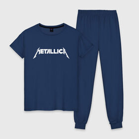 Женская пижама хлопок с принтом Metallica в Санкт-Петербурге, 100% хлопок | брюки и футболка прямого кроя, без карманов, на брюках мягкая резинка на поясе и по низу штанин | rock
