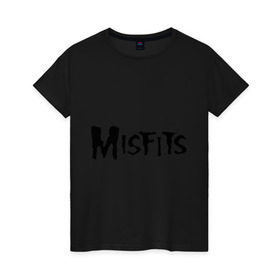 Женская футболка хлопок с принтом Misfits в Санкт-Петербурге, 100% хлопок | прямой крой, круглый вырез горловины, длина до линии бедер, слегка спущенное плечо | 