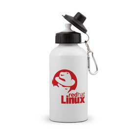 Бутылка спортивная с принтом Linux - Redhart в Санкт-Петербурге, металл | емкость — 500 мл, в комплекте две пластиковые крышки и карабин для крепления | linux | redhart | админу | дистрибутив | красная шляпа | линукс