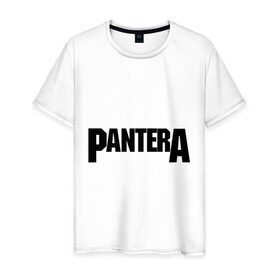 Мужская футболка хлопок с принтом Pantera в Санкт-Петербурге, 100% хлопок | прямой крой, круглый вырез горловины, длина до линии бедер, слегка спущенное плечо. | metal | глэм | грув | группы | логотип | метал | трэш | хэви
