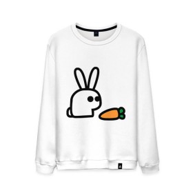 Мужской свитшот хлопок с принтом Заяц и моркоФка в Санкт-Петербурге, 100% хлопок |  | животные | зайка | зайчишка | зайчонок | заяц | кролик | морковка