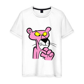 Мужская футболка хлопок с принтом Розовая пантера (3) в Санкт-Петербурге, 100% хлопок | прямой крой, круглый вырез горловины, длина до линии бедер, слегка спущенное плечо. | pink panther | розовая пантера