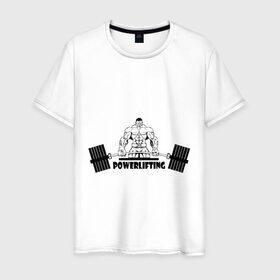 Мужская футболка хлопок с принтом powerlifting4 в Санкт-Петербурге, 100% хлопок | прямой крой, круглый вырез горловины, длина до линии бедер, слегка спущенное плечо. | 