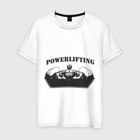 Мужская футболка хлопок с принтом powerlifting5 в Санкт-Петербурге, 100% хлопок | прямой крой, круглый вырез горловины, длина до линии бедер, слегка спущенное плечо. | 