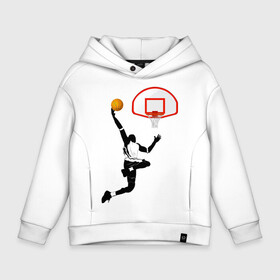 Детское худи Oversize хлопок с принтом Баскетбол в Санкт-Петербурге, френч-терри — 70% хлопок, 30% полиэстер. Мягкий теплый начес внутри —100% хлопок | боковые карманы, эластичные манжеты и нижняя кромка, капюшон на магнитной кнопке | basket | basketball | баскетболист | баскетбольное кольцо | бросок