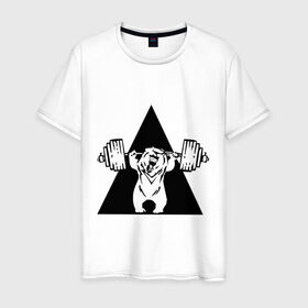 Мужская футболка хлопок с принтом powerlifting6 в Санкт-Петербурге, 100% хлопок | прямой крой, круглый вырез горловины, длина до линии бедер, слегка спущенное плечо. | 