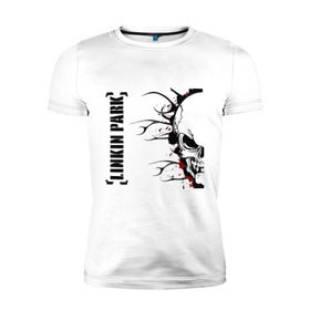 Мужская футболка премиум с принтом Linkin Park (5) в Санкт-Петербурге, 92% хлопок, 8% лайкра | приталенный силуэт, круглый вырез ворота, длина до линии бедра, короткий рукав | скелет