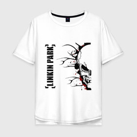 Мужская футболка хлопок Oversize с принтом Linkin Park (5) в Санкт-Петербурге, 100% хлопок | свободный крой, круглый ворот, “спинка” длиннее передней части | скелет