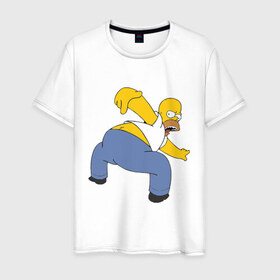 Мужская футболка хлопок с принтом homer ass в Санкт-Петербурге, 100% хлопок | прямой крой, круглый вырез горловины, длина до линии бедер, слегка спущенное плечо. | гомер