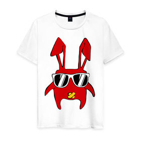 Мужская футболка хлопок с принтом disco bunny в Санкт-Петербурге, 100% хлопок | прямой крой, круглый вырез горловины, длина до линии бедер, слегка спущенное плечо. | bunny | minimal | заяц | минимал | очки