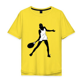 Мужская футболка хлопок Oversize с принтом Теннисистка в Санкт-Петербурге, 100% хлопок | свободный крой, круглый ворот, “спинка” длиннее передней части | tennis | ракетка | тенис | теннис | теннисистка | теннисный корт