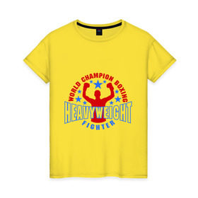 Женская футболка хлопок с принтом Бокс - Тяжеловес в Санкт-Петербурге, 100% хлопок | прямой крой, круглый вырез горловины, длина до линии бедер, слегка спущенное плечо | емельяненко | кикбоксинг