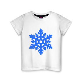 Детская футболка хлопок с принтом Cнежинка в Санкт-Петербурге, 100% хлопок | круглый вырез горловины, полуприлегающий силуэт, длина до линии бедер | new year | для зимы | нг | новогодний | новый год | снег | снежинка