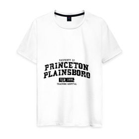Мужская футболка хлопок с принтом Princeton Plainsboro в Санкт-Петербурге, 100% хлопок | прямой крой, круглый вырез горловины, длина до линии бедер, слегка спущенное плечо. | everybody lies | haus | house | plainsboro | princeton | все лгут | доктор | хауз | хаус | хью лори