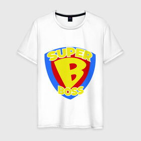 Мужская футболка хлопок с принтом Супер-босс в Санкт-Петербурге, 100% хлопок | прямой крой, круглый вырез горловины, длина до линии бедер, слегка спущенное плечо. | super boss | босс | главный | начальник | руководитель | супер босс