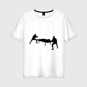 Женская футболка хлопок Oversize с принтом Теннисисты в Санкт-Петербурге, 100% хлопок | свободный крой, круглый ворот, спущенный рукав, длина до линии бедер
 | tennis