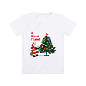 Детская футболка хлопок с принтом Ded Moroz в Санкт-Петербурге, 100% хлопок | круглый вырез горловины, полуприлегающий силуэт, длина до линии бедер | 2012 | new year | дед | дед мороз | елка | елочка | нг | новый 2012 | новый год | подарки | санта | санта клаус