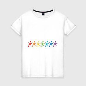 Женская футболка хлопок с принтом Палитра в Санкт-Петербурге, 100% хлопок | прямой крой, круглый вырез горловины, длина до линии бедер, слегка спущенное плечо | colors | краски | палитра | радуга | цвета