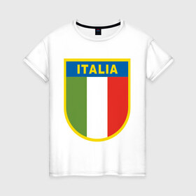 Женская футболка хлопок с принтом Italy в Санкт-Петербурге, 100% хлопок | прямой крой, круглый вырез горловины, длина до линии бедер, слегка спущенное плечо | итальянский фк | футбол италии | футбольный клуб италии