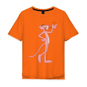 Мужская футболка хлопок Oversize с принтом PinkPanther в Санкт-Петербурге, 100% хлопок | свободный крой, круглый ворот, “спинка” длиннее передней части | pink panther | розовая пантера