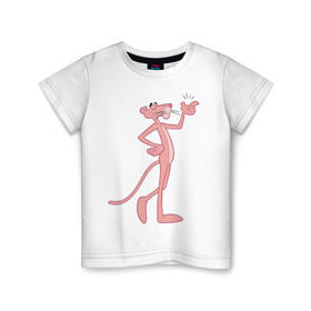 Детская футболка хлопок с принтом PinkPanther в Санкт-Петербурге, 100% хлопок | круглый вырез горловины, полуприлегающий силуэт, длина до линии бедер | Тематика изображения на принте: pink panther | розовая пантера