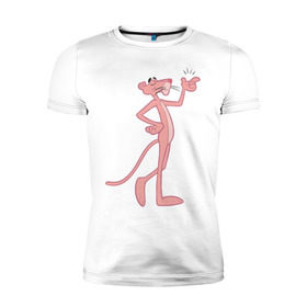 Мужская футболка премиум с принтом PinkPanther в Санкт-Петербурге, 92% хлопок, 8% лайкра | приталенный силуэт, круглый вырез ворота, длина до линии бедра, короткий рукав | Тематика изображения на принте: pink panther | розовая пантера