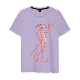 Мужская футболка хлопок с принтом PinkPanther в Санкт-Петербурге, 100% хлопок | прямой крой, круглый вырез горловины, длина до линии бедер, слегка спущенное плечо. | pink panther | розовая пантера