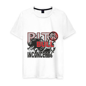 Мужская футболка хлопок с принтом Pitbull в Санкт-Петербурге, 100% хлопок | прямой крой, круглый вырез горловины, длина до линии бедер, слегка спущенное плечо. | pitbull