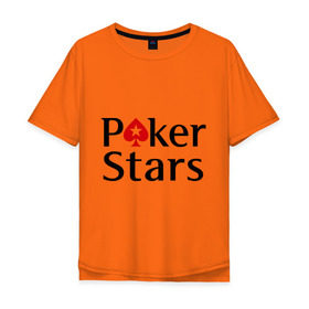 Мужская футболка хлопок Oversize с принтом Poker Stars в Санкт-Петербурге, 100% хлопок | свободный крой, круглый ворот, “спинка” длиннее передней части | Тематика изображения на принте: pokerstars
