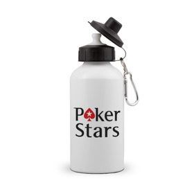 Бутылка спортивная с принтом Poker Stars в Санкт-Петербурге, металл | емкость — 500 мл, в комплекте две пластиковые крышки и карабин для крепления | pokerstars