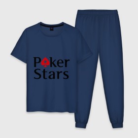 Мужская пижама хлопок с принтом Poker Stars в Санкт-Петербурге, 100% хлопок | брюки и футболка прямого кроя, без карманов, на брюках мягкая резинка на поясе и по низу штанин
 | pokerstars