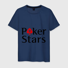 Мужская футболка хлопок с принтом Poker Stars в Санкт-Петербурге, 100% хлопок | прямой крой, круглый вырез горловины, длина до линии бедер, слегка спущенное плечо. | pokerstars