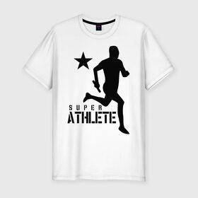 Мужская футболка премиум с принтом Лёгкая атлетика (4) в Санкт-Петербурге, 92% хлопок, 8% лайкра | приталенный силуэт, круглый вырез ворота, длина до линии бедра, короткий рукав | атлет | бег | бегун | легкая атлетика | марафон | марафонец | спринтер