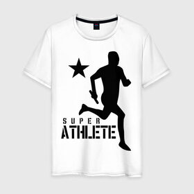 Мужская футболка хлопок с принтом Лёгкая атлетика (4) в Санкт-Петербурге, 100% хлопок | прямой крой, круглый вырез горловины, длина до линии бедер, слегка спущенное плечо. | атлет | бег | бегун | легкая атлетика | марафон | марафонец | спринтер