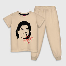 Детская пижама хлопок с принтом Diego Maradona в Санкт-Петербурге, 100% хлопок |  брюки и футболка прямого кроя, без карманов, на брюках мягкая резинка на поясе и по низу штанин
 | Тематика изображения на принте: diego maradona | footballplayer | аргентина | диего марадона | сборная аргентины