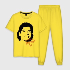 Мужская пижама хлопок с принтом Diego Maradona в Санкт-Петербурге, 100% хлопок | брюки и футболка прямого кроя, без карманов, на брюках мягкая резинка на поясе и по низу штанин
 | diego maradona | footballplayer | аргентина | диего марадона | сборная аргентины