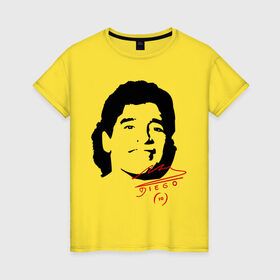Женская футболка хлопок с принтом Diego Maradona в Санкт-Петербурге, 100% хлопок | прямой крой, круглый вырез горловины, длина до линии бедер, слегка спущенное плечо | diego maradona | footballplayer | аргентина | диего марадона | сборная аргентины