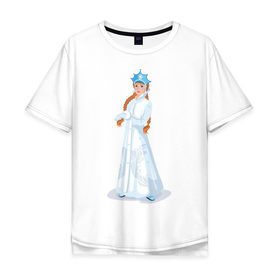 Мужская футболка хлопок Oversize с принтом Снегурочка с кокардой в Санкт-Петербурге, 100% хлопок | свободный крой, круглый ворот, “спинка” длиннее передней части | нг | новый год | снегурка | снегурочка