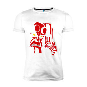 Мужская футболка премиум с принтом Хеллбой (2) в Санкт-Петербурге, 92% хлопок, 8% лайкра | приталенный силуэт, круглый вырез ворота, длина до линии бедра, короткий рукав | hellboy | хелбой | хеллбой