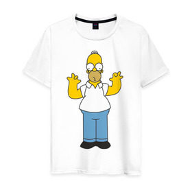 Мужская футболка хлопок с принтом Homer Simpson в Санкт-Петербурге, 100% хлопок | прямой крой, круглый вырез горловины, длина до линии бедер, слегка спущенное плечо. | 