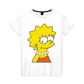 Женская футболка хлопок с принтом Lisa Simpson в Санкт-Петербурге, 100% хлопок | прямой крой, круглый вырез горловины, длина до линии бедер, слегка спущенное плечо | simpsons | лиза симпсон | симпсоны | симсоны