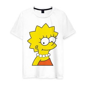 Мужская футболка хлопок с принтом Lisa Simpson в Санкт-Петербурге, 100% хлопок | прямой крой, круглый вырез горловины, длина до линии бедер, слегка спущенное плечо. | simpsons | лиза симпсон | симпсоны | симсоны